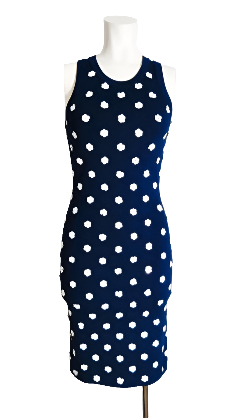 Vestido Michael Kors Azul con Flores de Lentejuelas – Elegancia