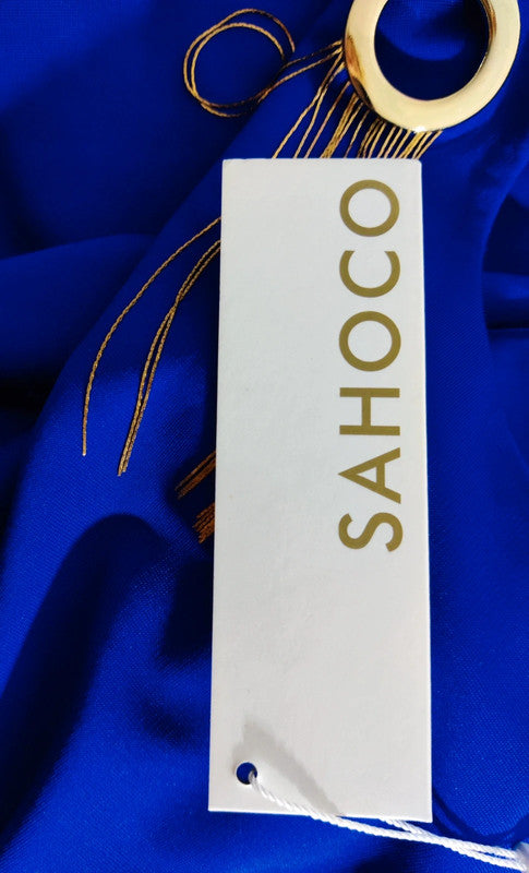 Sahoco Vestido Midi Azul Detalles