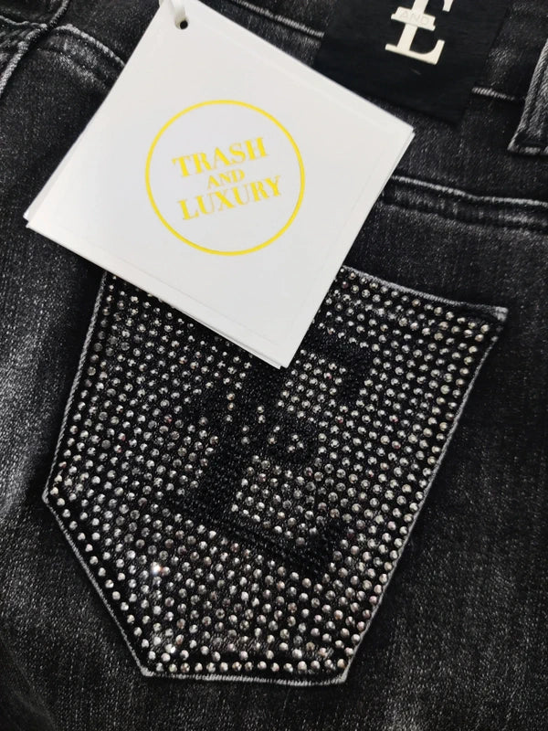 Trash and Luxury Jeans con Detalles de Strass