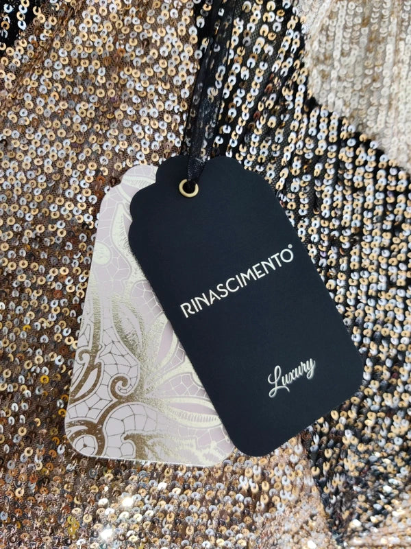 Rinascimento Luxury Vestido Lentejuelas Dorado Negro