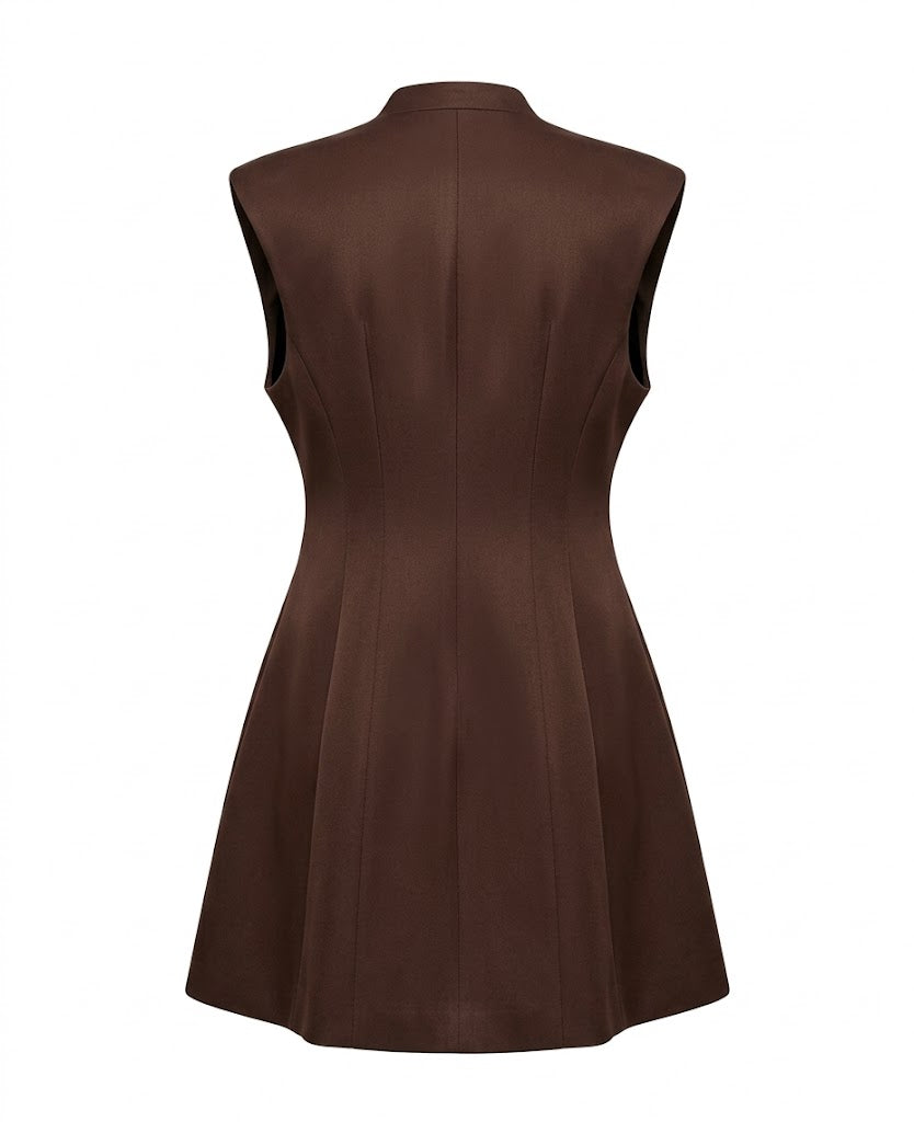 Mochy Vestido Marrón Corte A