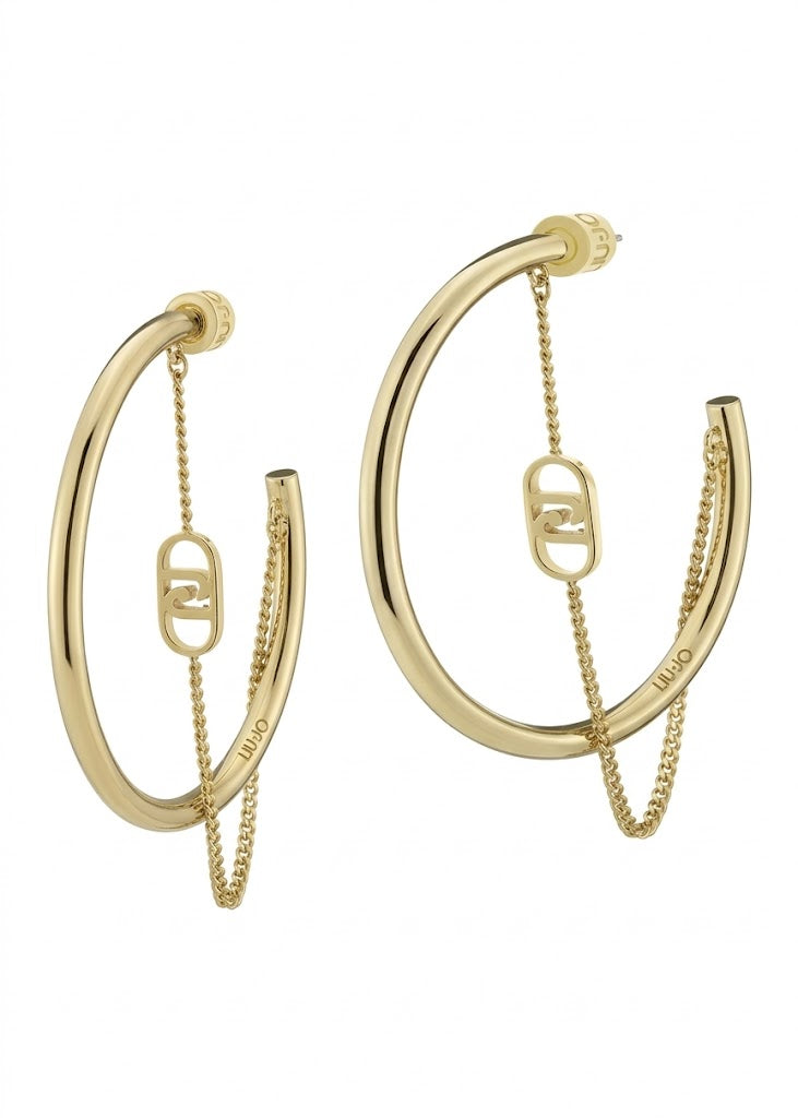 Liu Jo Luxury Pendientes Aros Logo LJ Cadena
