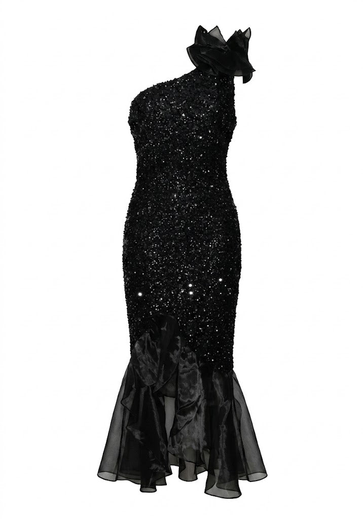 Soky & Soka Paris Vestido One shoulder Flor 3D
