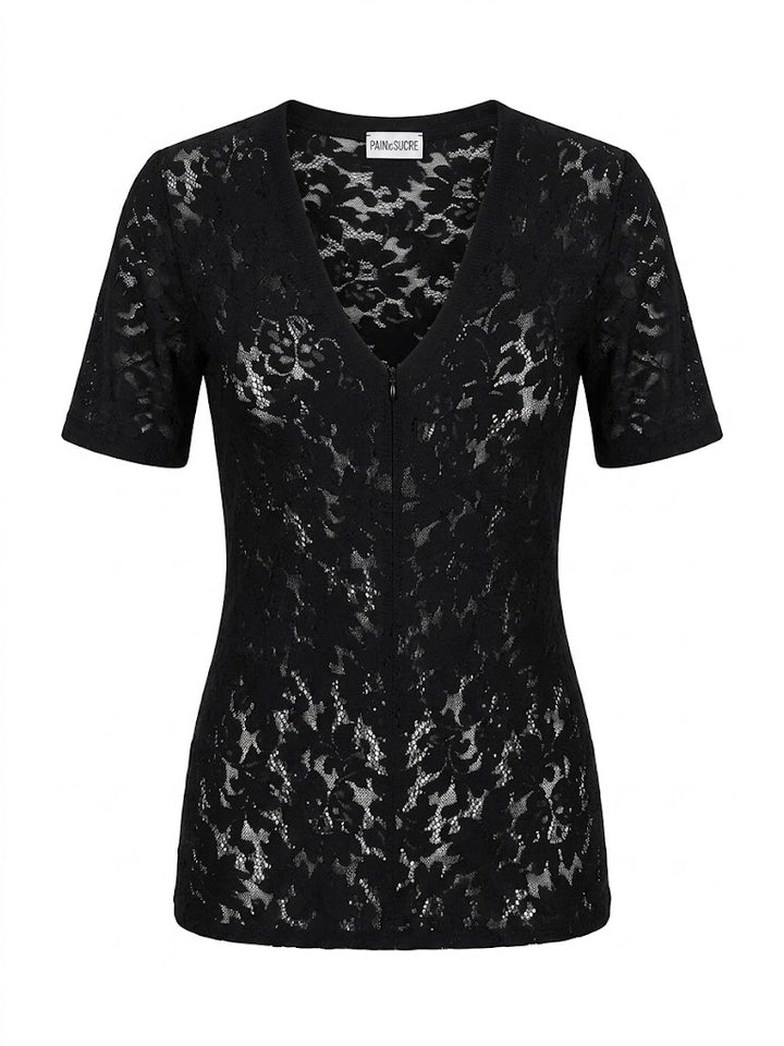 Pain de Sucre Camiseta de Encaje Negro Nakka