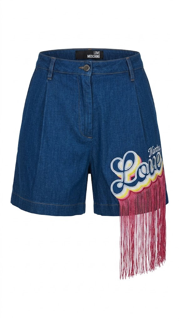 LOVE MOSCHINO Shorts Vaqueros con Flecos