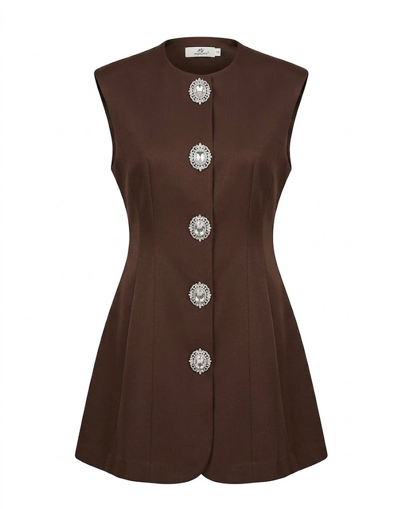 Mochy Vestido Marrón Corte A