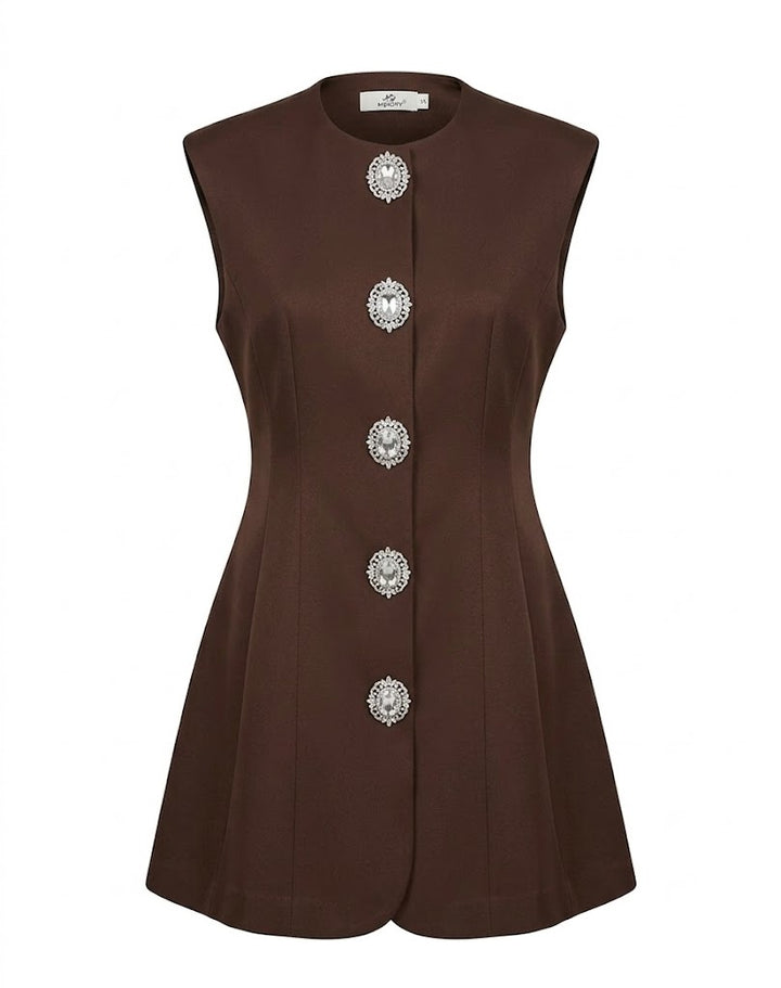 Mochy Vestido Marrón Corte A