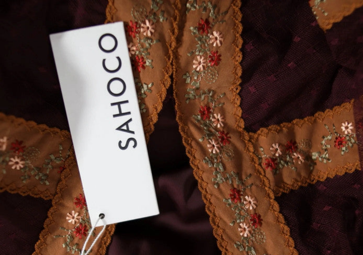 Sahoco Vestido Bohemio Bordados Florales