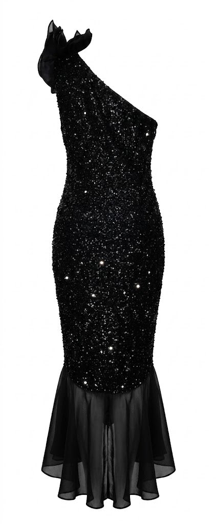 Soky & Soka Paris Vestido One shoulder Flor 3D