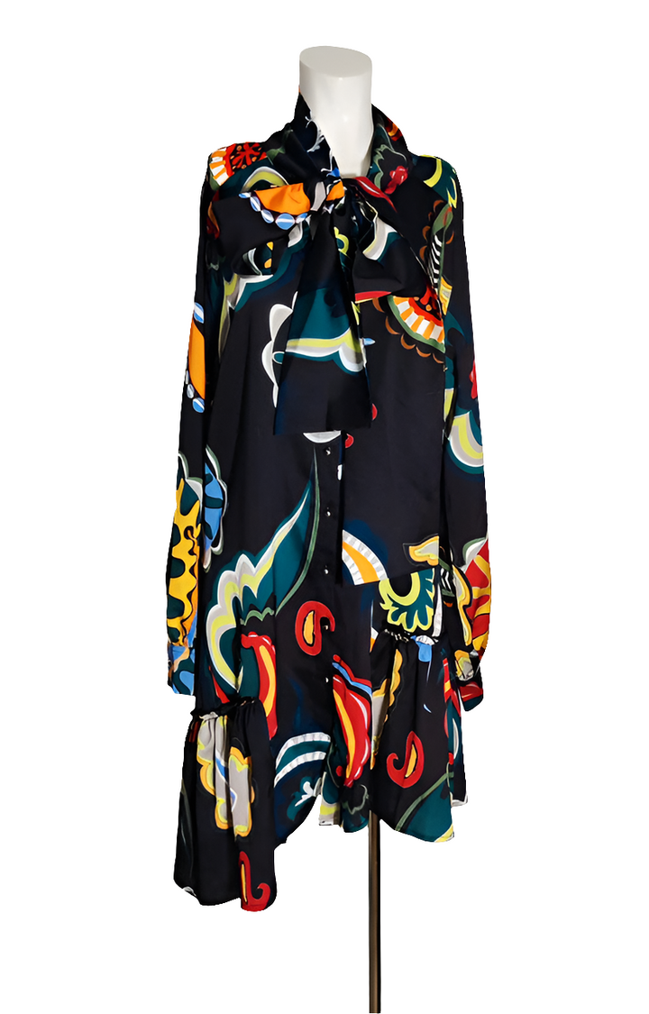 Sahoco Vestido Negro  Estampado Paisley Multicolor