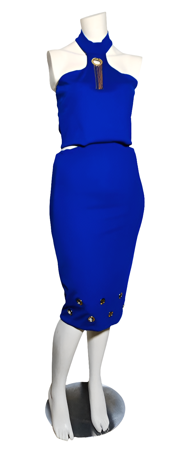 Sahoco Vestido Midi Azul Detalles