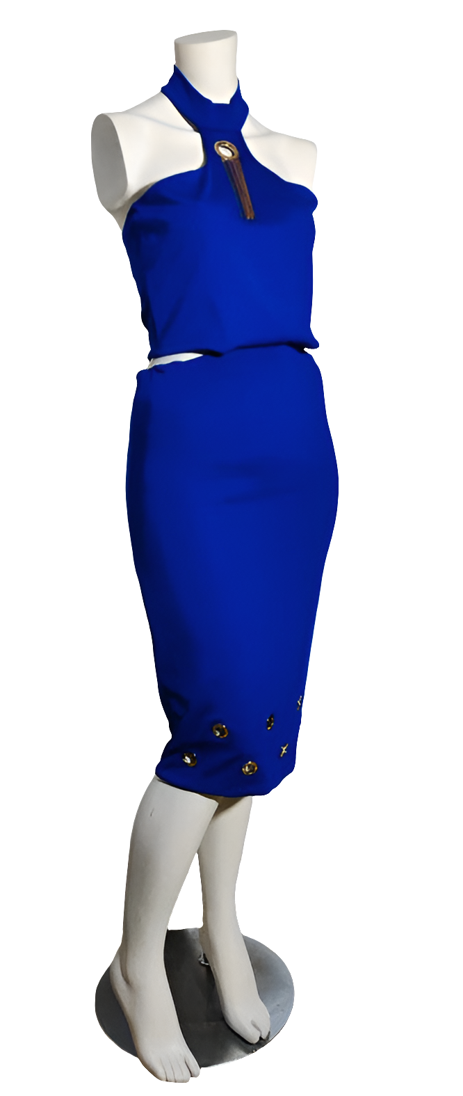 Sahoco Vestido Midi Azul Detalles