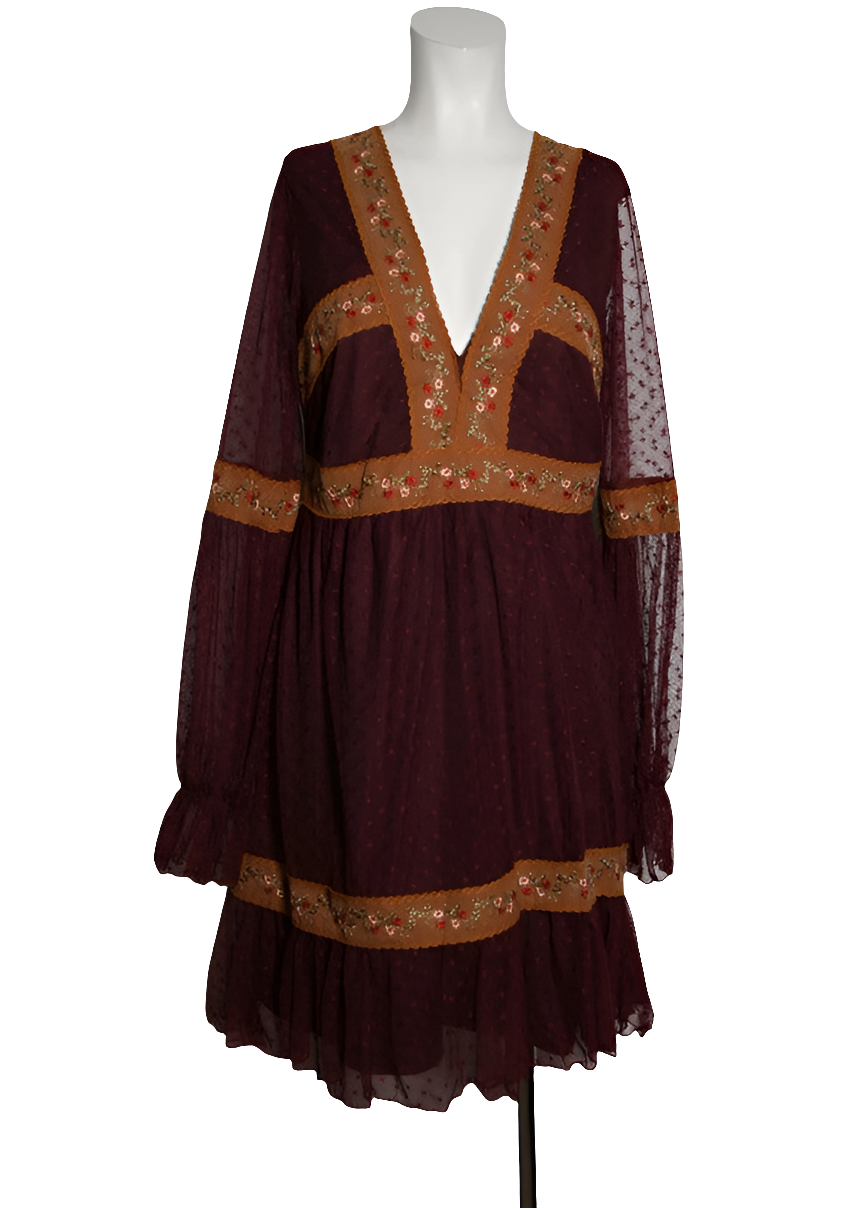 Sahoco Vestido Bohemio Bordados Florales