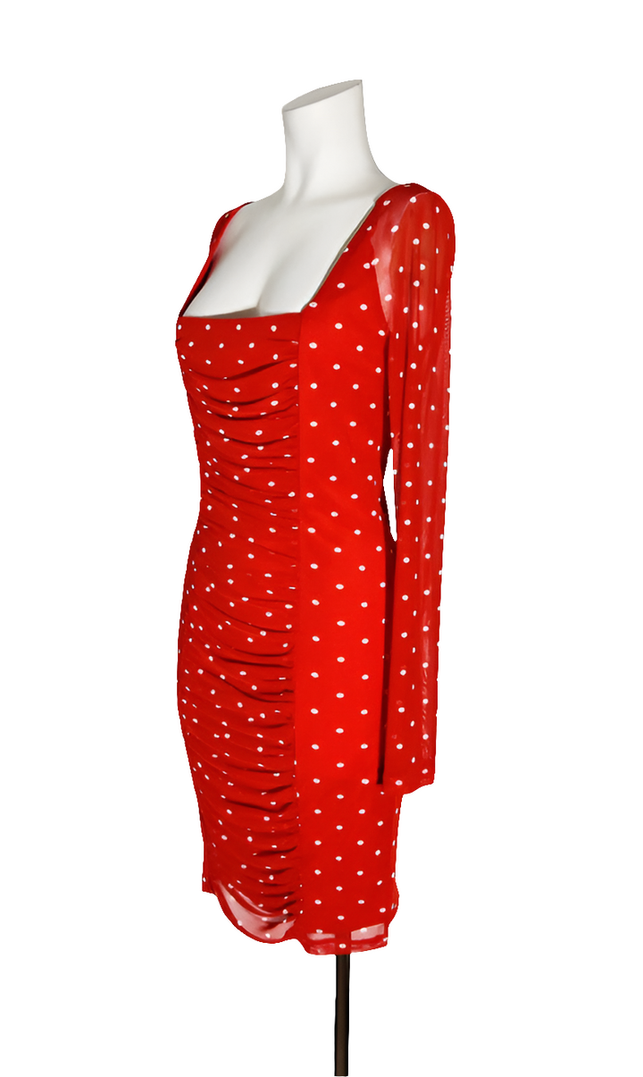 Guess Vestido Rojo con Lunares Blancos