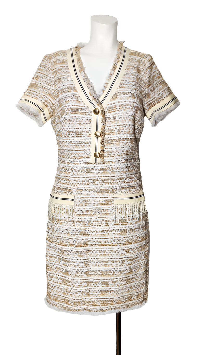 Liu Jo Vestido Tweed en Tono Beige