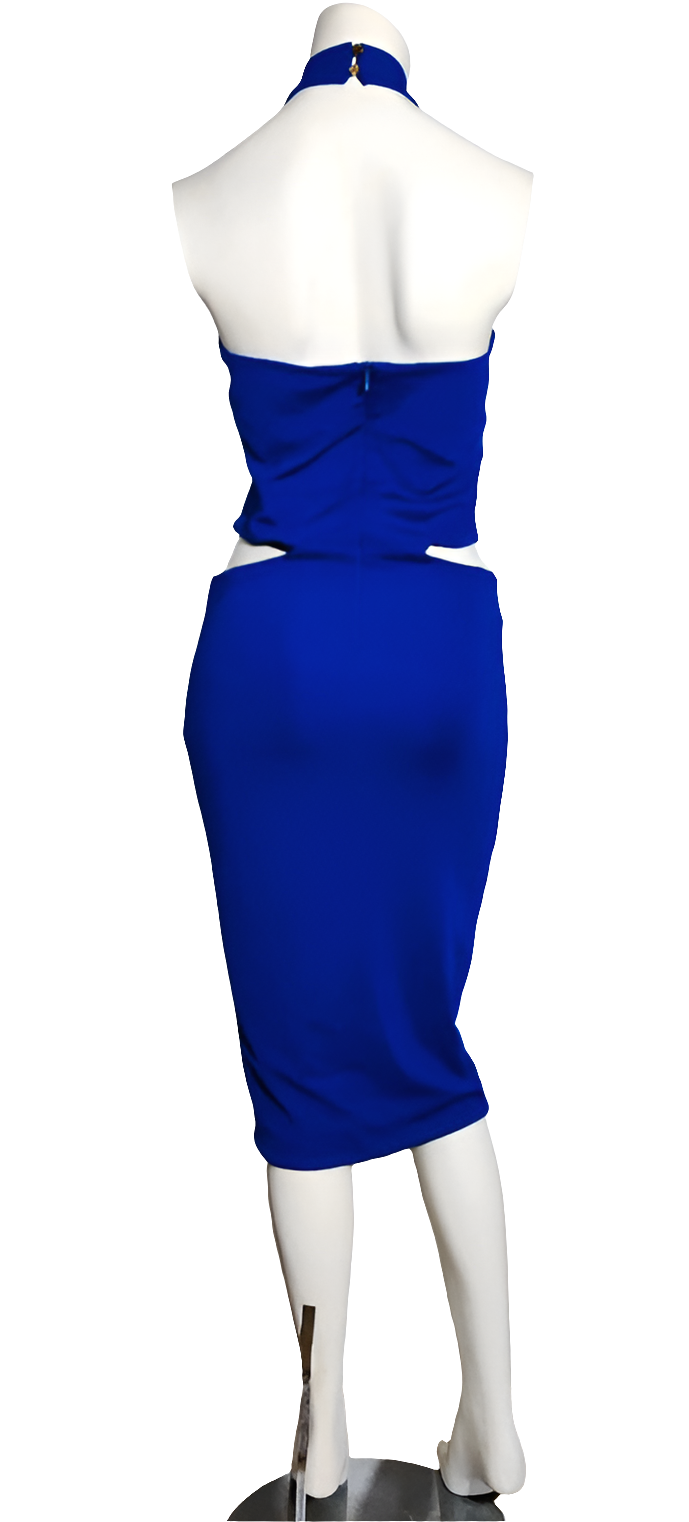 Sahoco Vestido Midi Azul Detalles