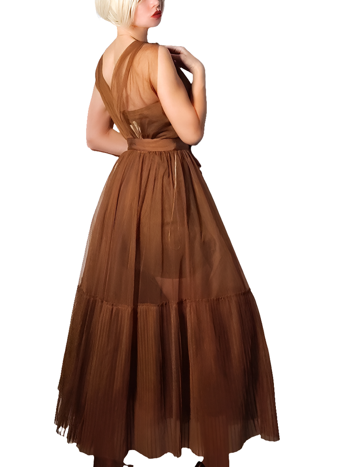 Pinko Vestido Marron Tul