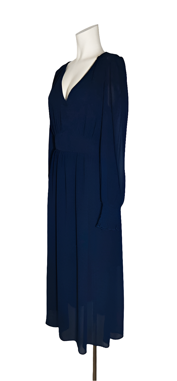 Naf Naf Vestido Azul Marino con Botones