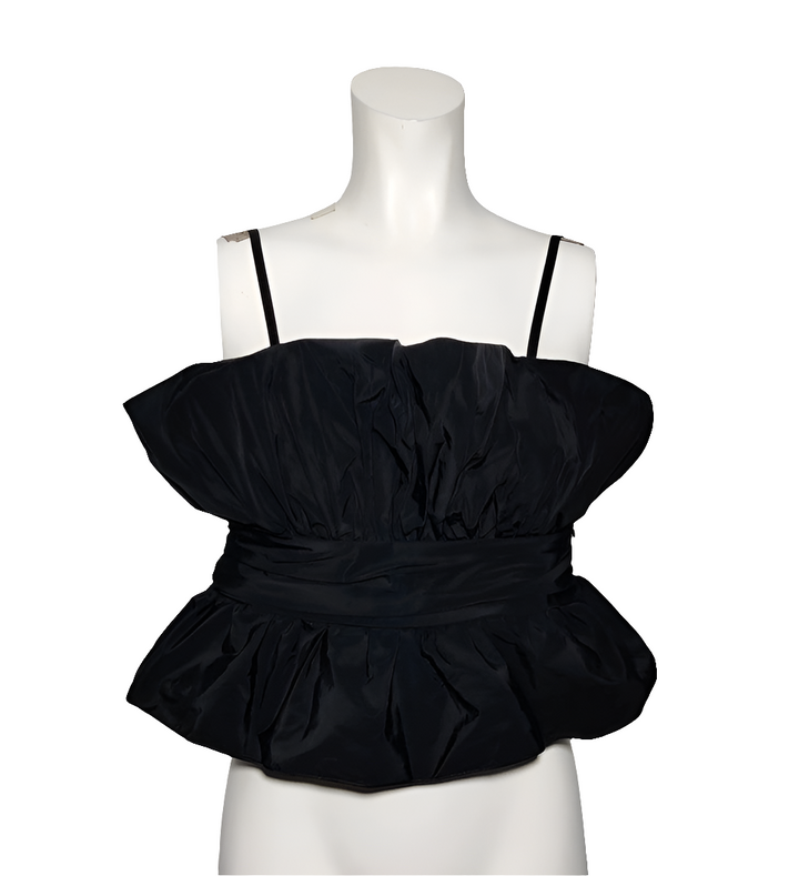 Rinascimento Blusa Negra Fruncido