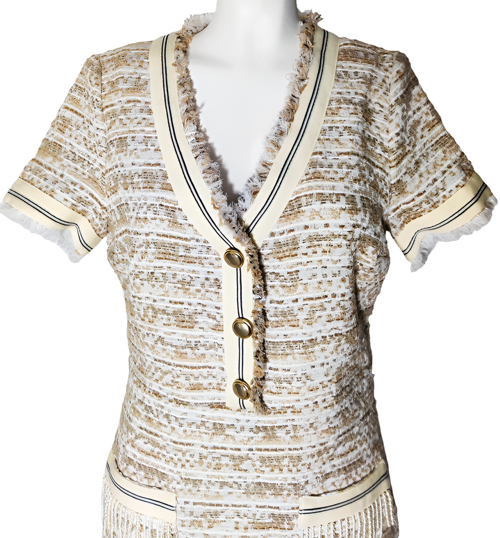 Liu Jo Vestido Tweed en Tono Beige