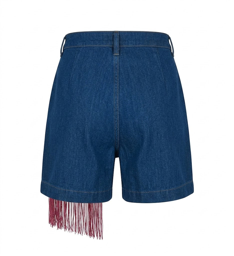 LOVE MOSCHINO Shorts Vaqueros con Flecos