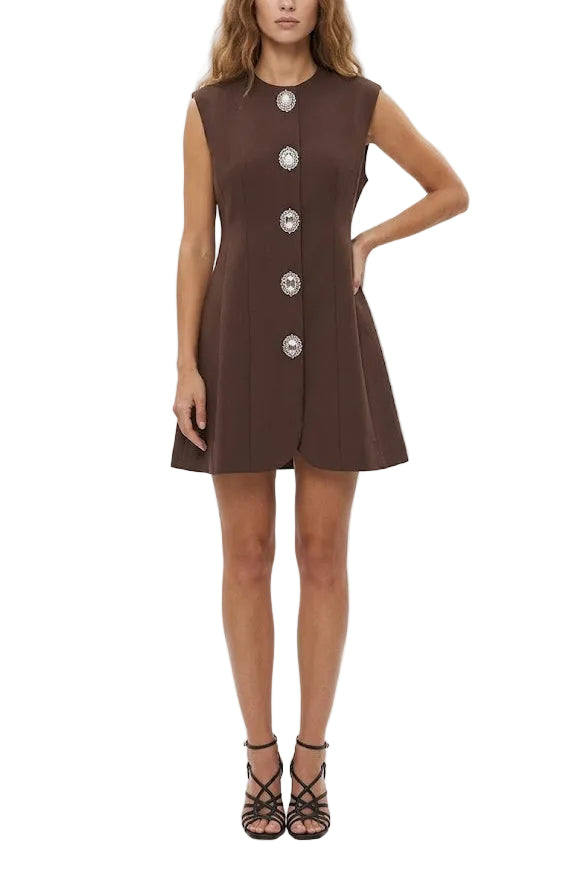 Mochy Vestido Marrón Corte A