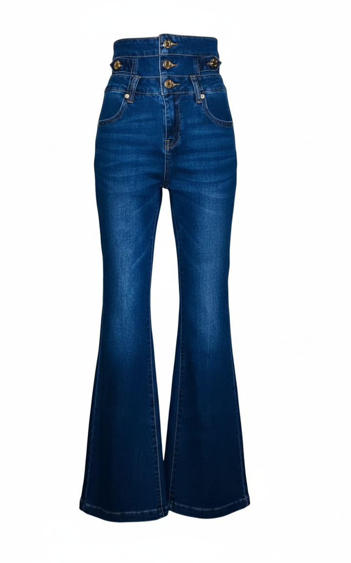 Denny Rose Jeans Flare de Tiro Alto
