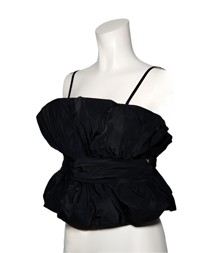 Rinascimento Blusa Negra Fruncido