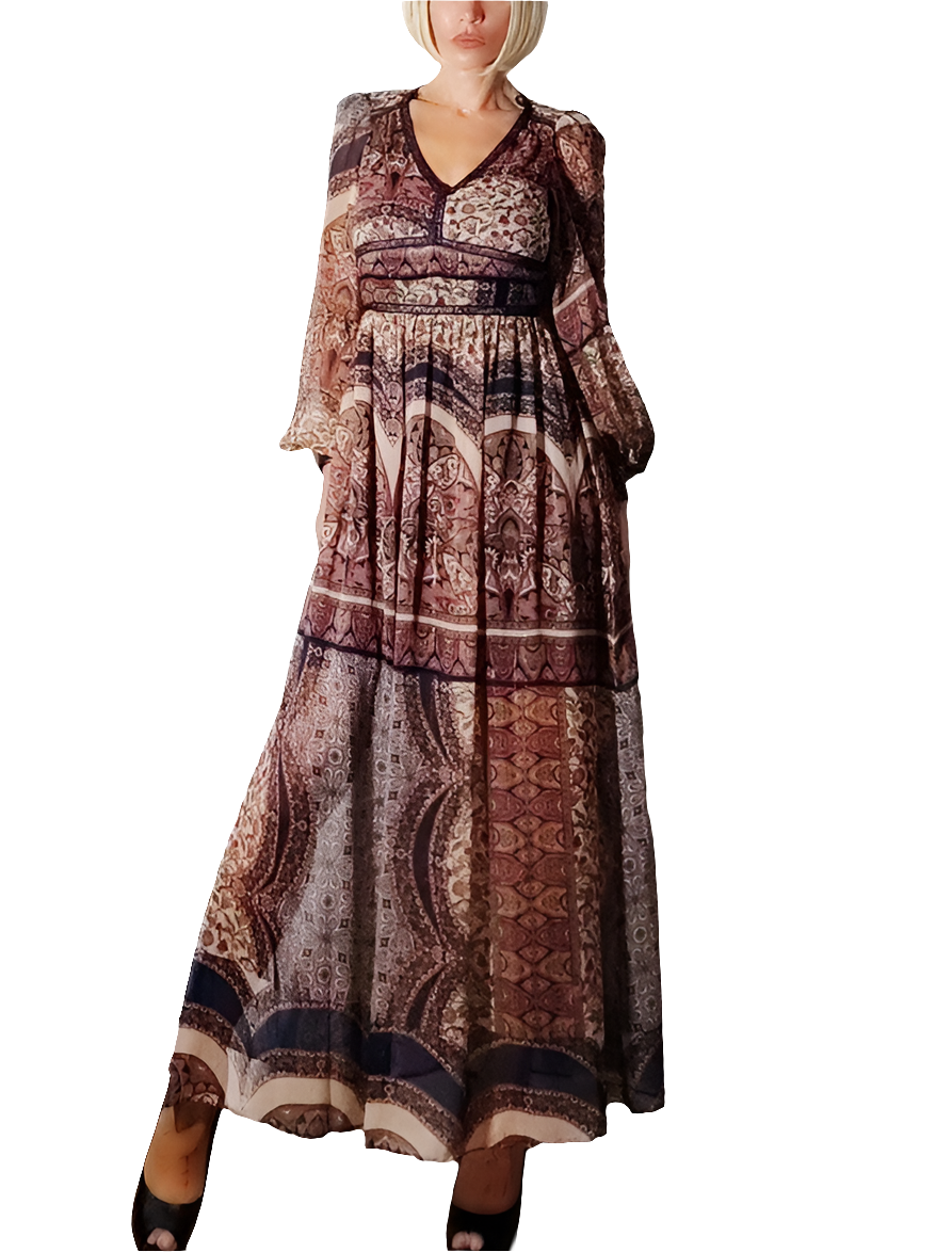 Naf Naf Vestido Largo Estampado Cachemir