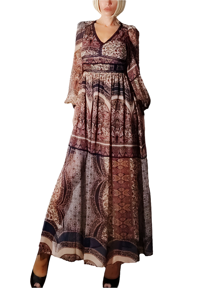 Naf Naf Vestido Largo Estampado Cachemir