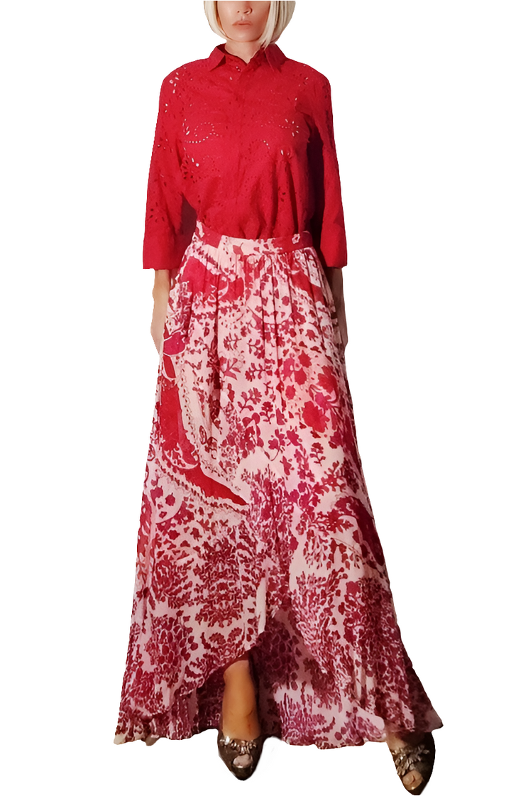 TWINSET Falda Asimétrica Floral en Crepé