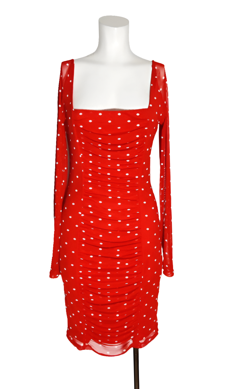 Guess Vestido Rojo con Lunares Blancos