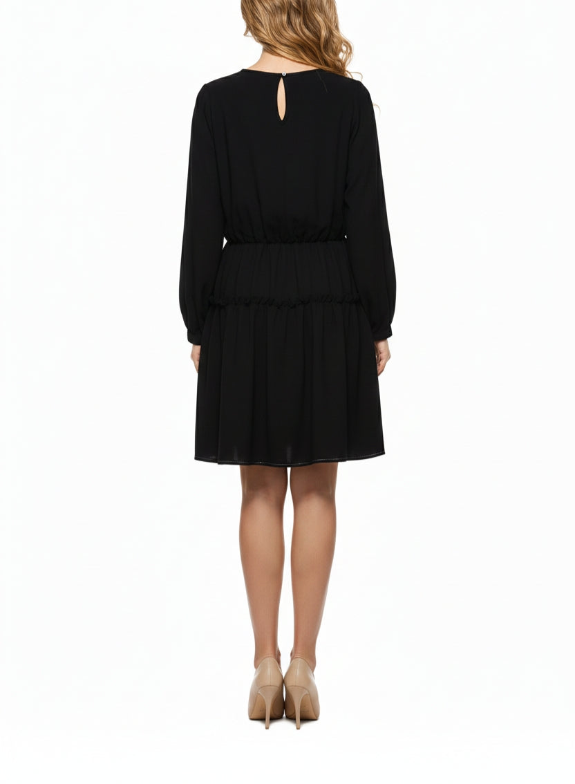 Sfizio Vestido Negro de Crepé y Lana