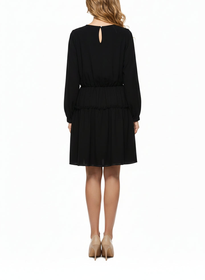 Sfizio Vestido Negro de Crepé y Lana