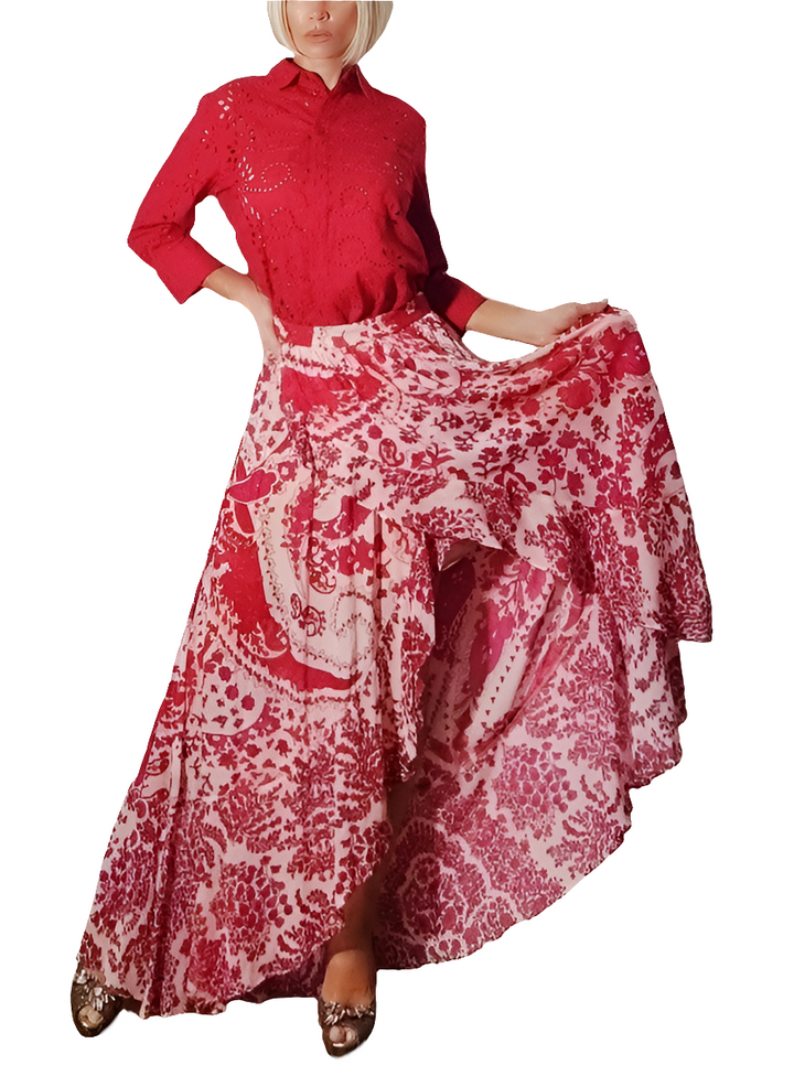 TWINSET Falda Asimétrica Floral en Crepé