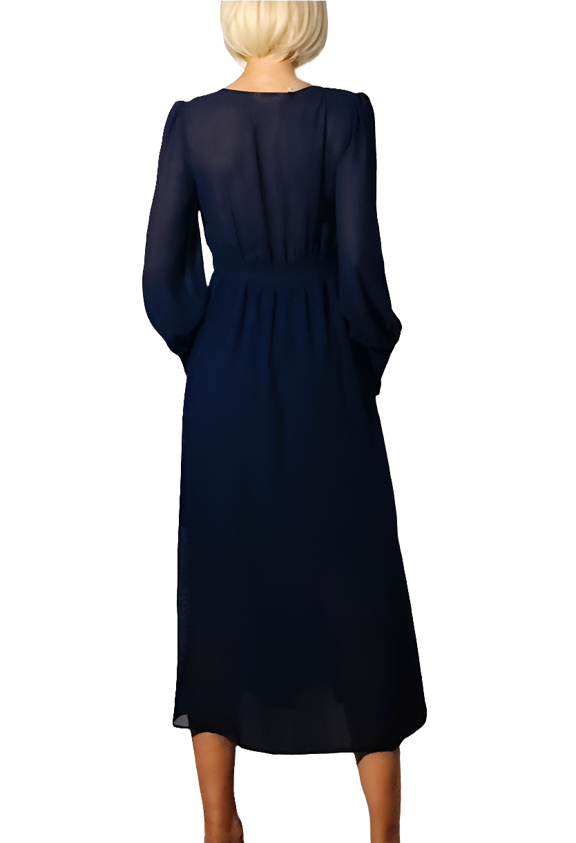 Naf Naf Vestido Azul Marino con Botones