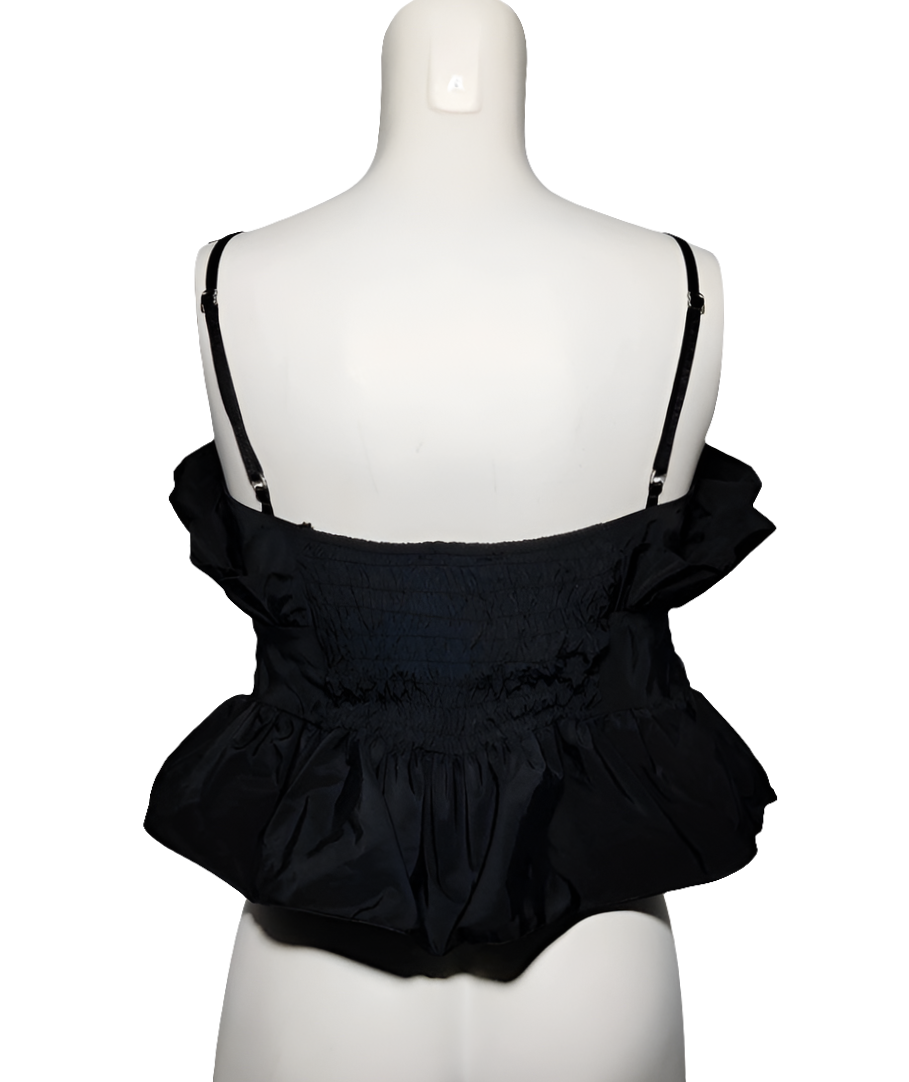 Rinascimento Blusa Negra Fruncido