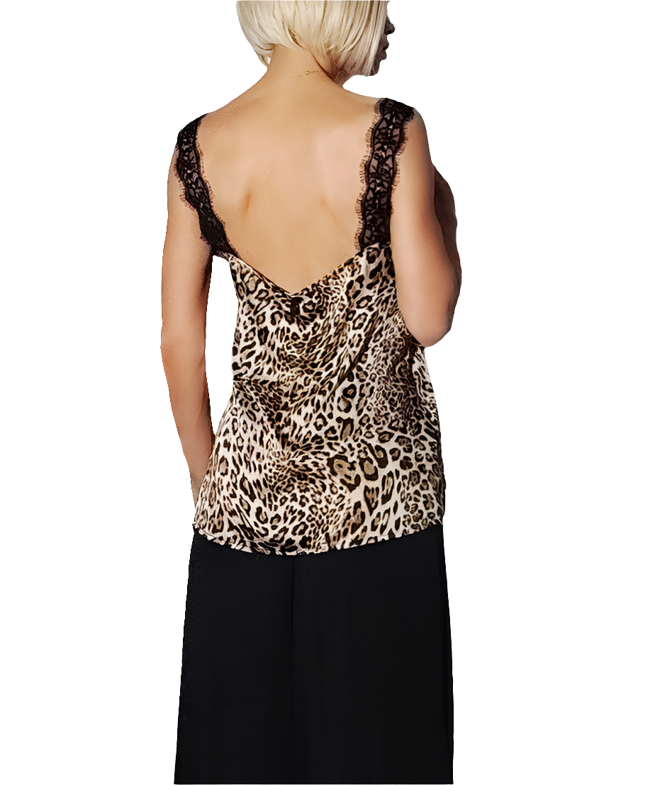 Gaëlle Paris Top Lencería Leopardo