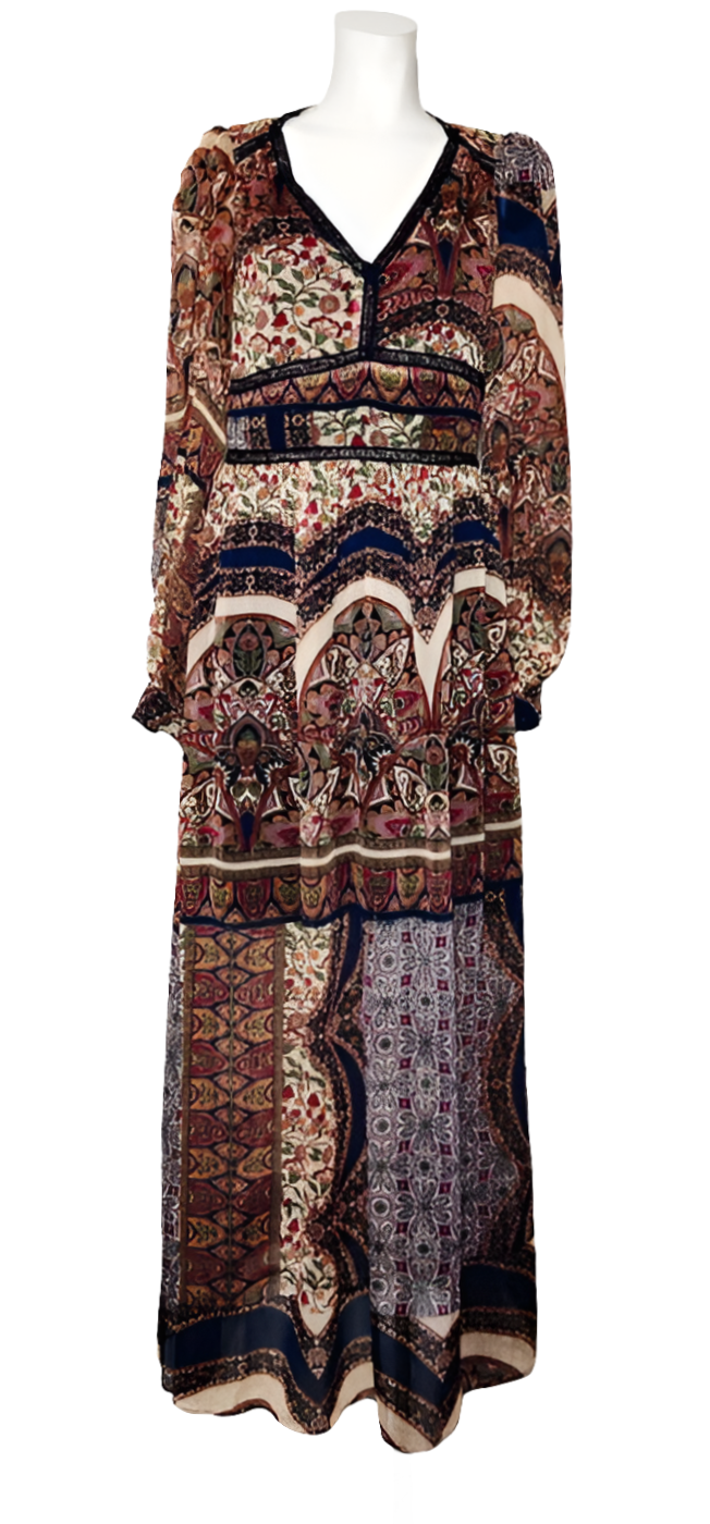 Naf Naf Vestido Largo Estampado Cachemir