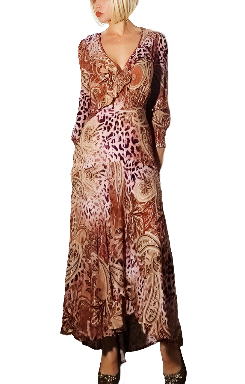 Guess Vestido Largo Animalier