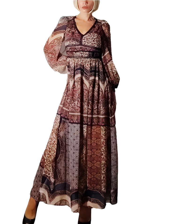 Naf Naf Vestido Largo Estampado Cachemir