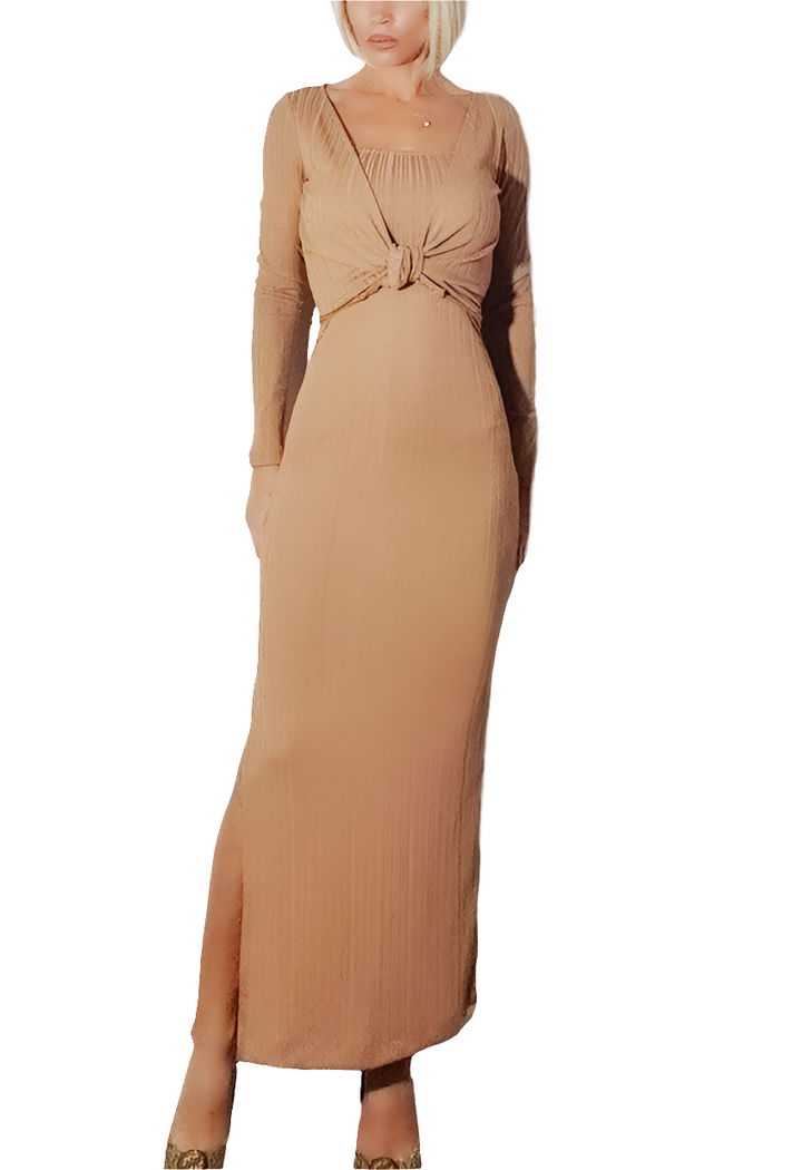 Guess Vestido Beige Acanalado