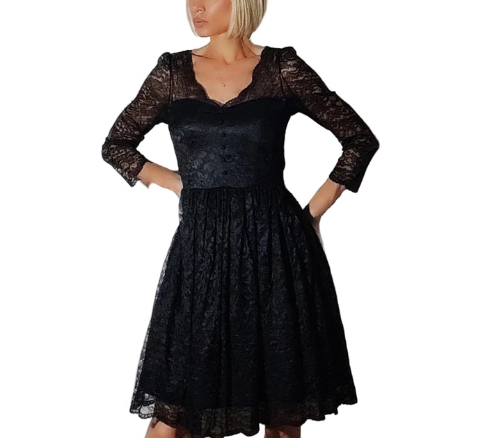 Naf Naf Vestido de Encaje Negro