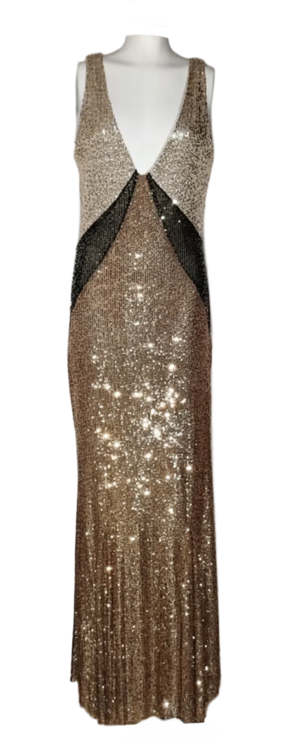 Rinascimento Luxury Vestido Lentejuelas Dorado Negro