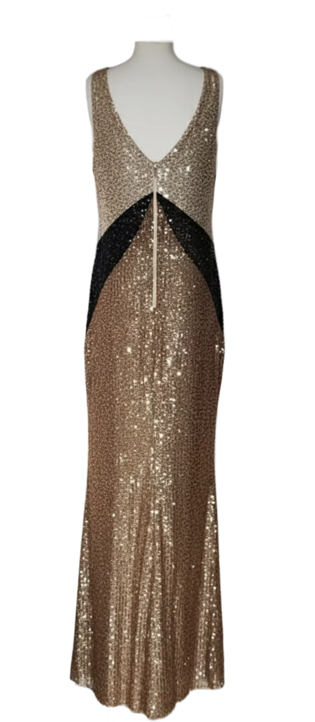 Rinascimento Luxury Vestido Lentejuelas Dorado Negro