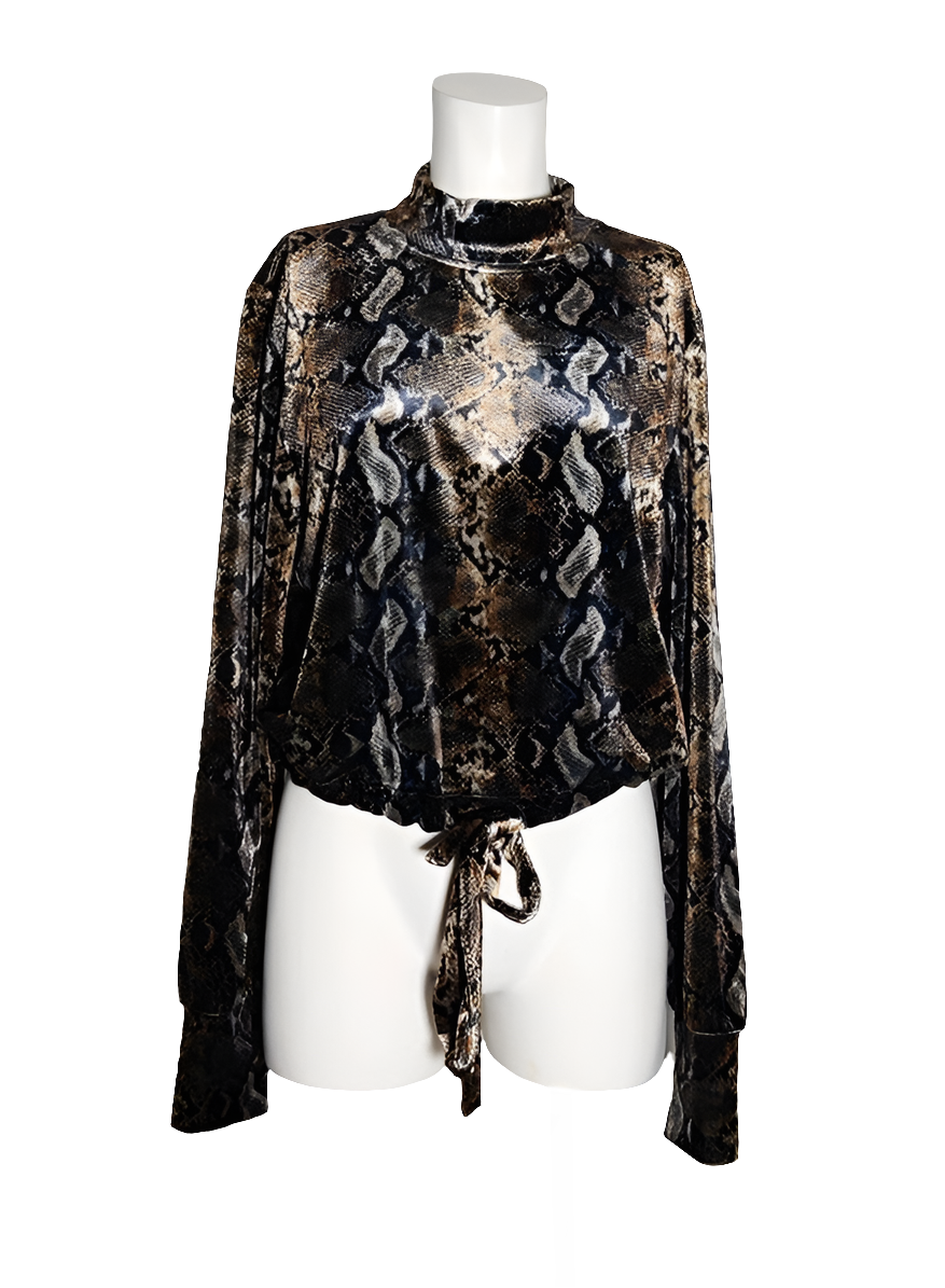 Kooples X Sport Sudadera Crop Python Print de Terciopelo