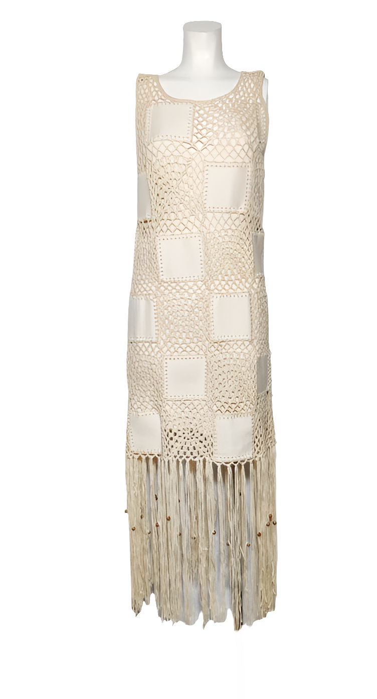 Desigual Vestido con Paneles de Red y Flecos