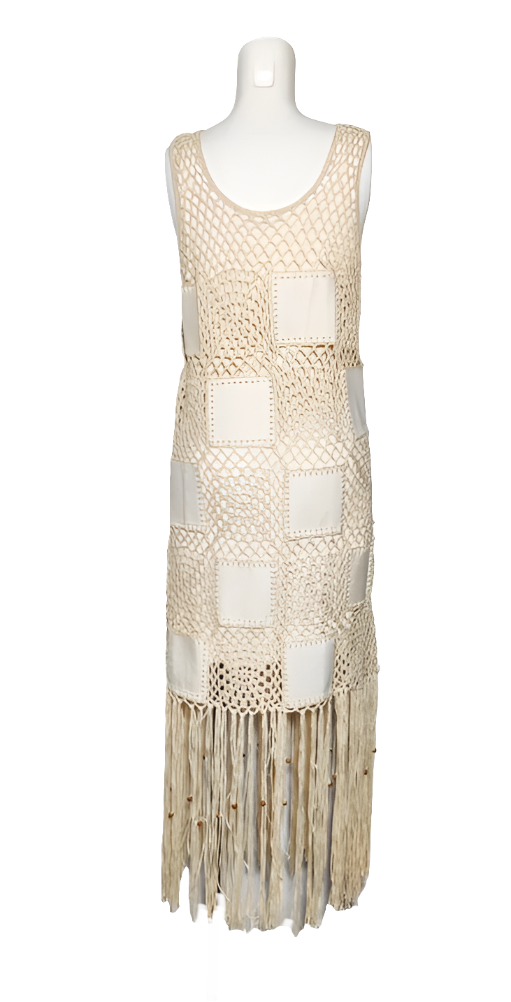 Desigual Vestido con Paneles de Red y Flecos