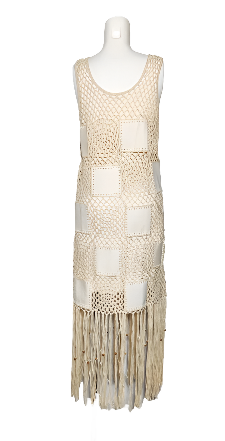 Desigual Vestido con Paneles de Red y Flecos