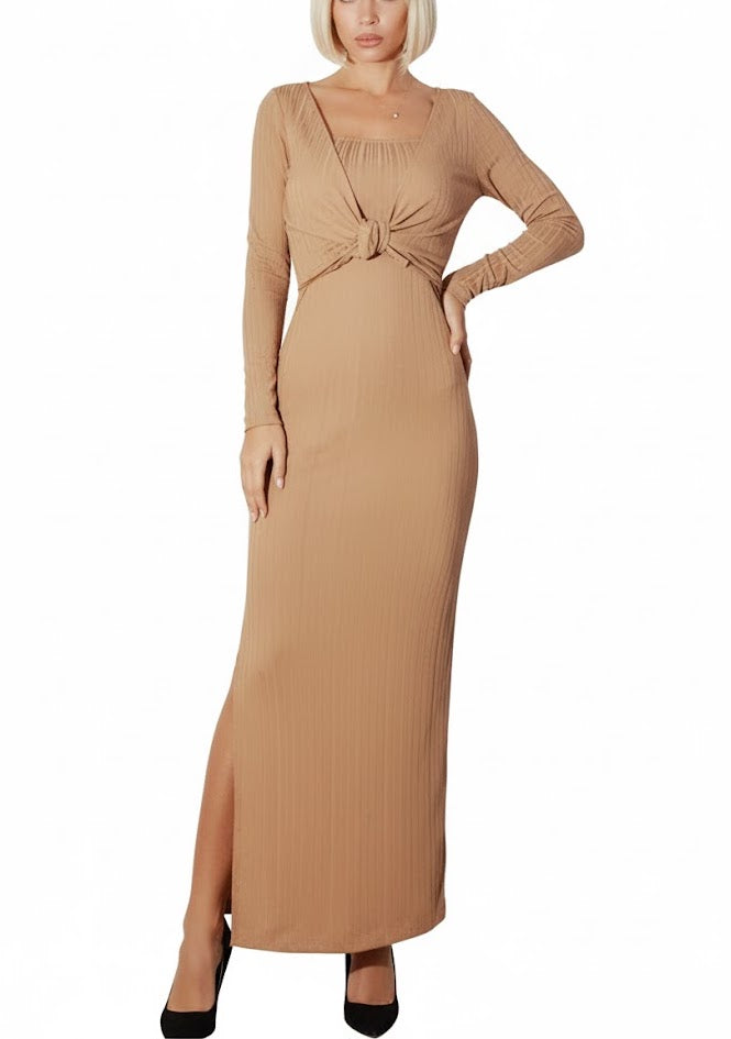 Guess Vestido Beige Acanalado